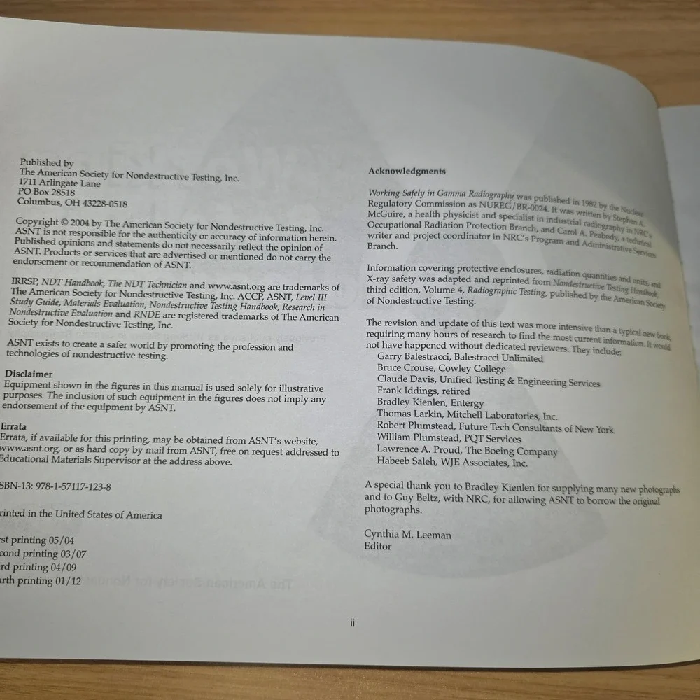 Working Safely in‎ Radiography Book American Society for Nondestructive Testing